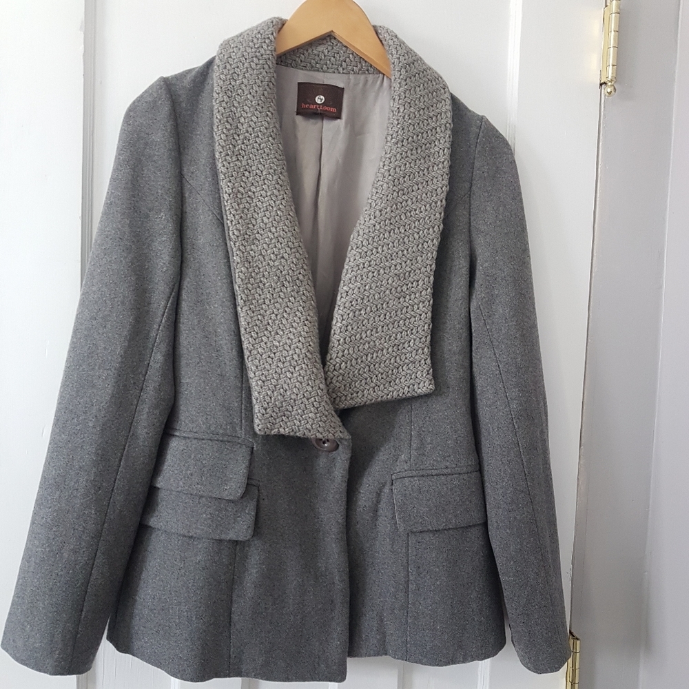 Heartloom Mackie Wool Blend Ribbed Knit Lapel Jacket Blazer Sz S